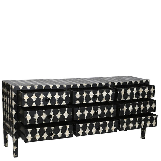 ASAHI Bone Inlay 9 Drawer Dresser