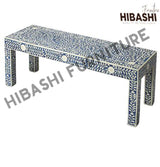 IMAHE Bone Inlay Blue Bone Inlay Bench, Foot End