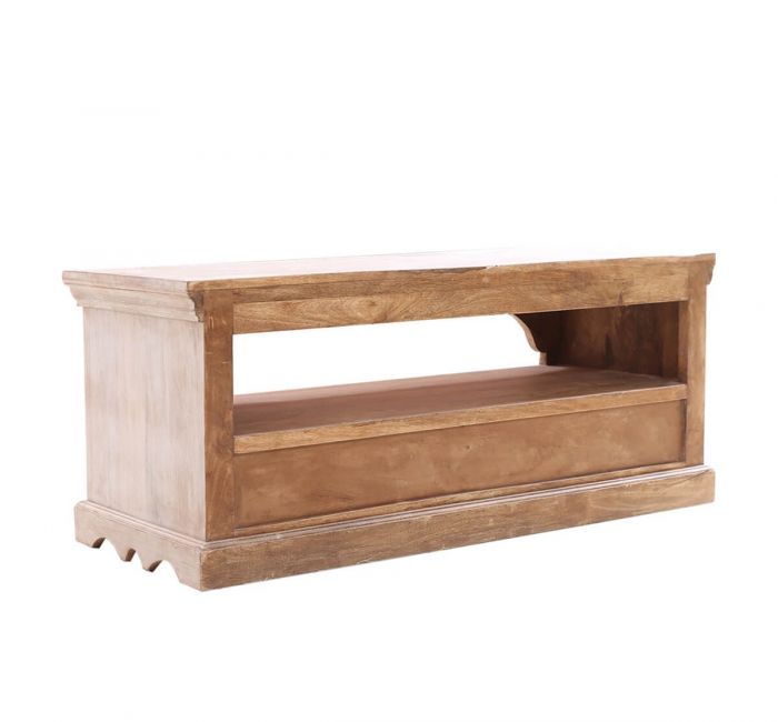 AKAP White Solid Wood 3 Drawer Media Cabinet