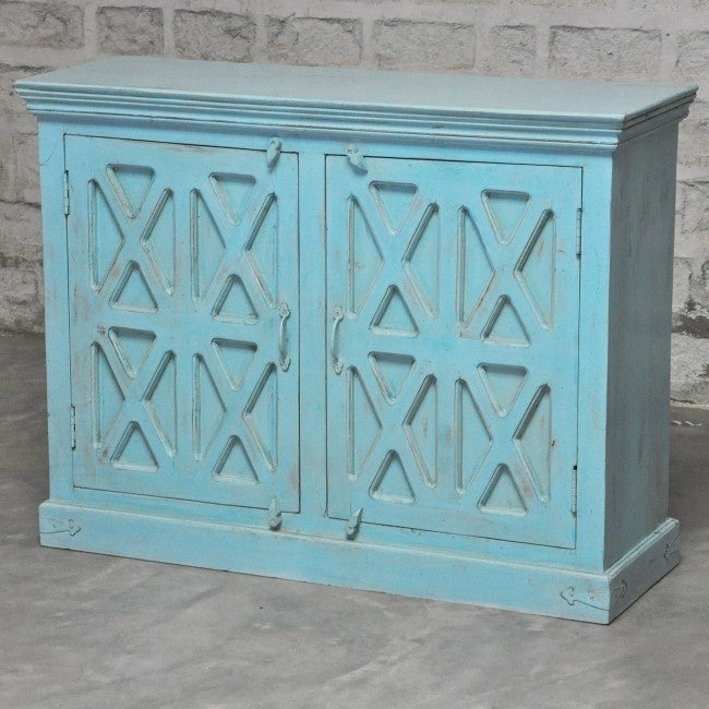 X Design Solid Wood Door Sideboard Turquoise 110-40-90